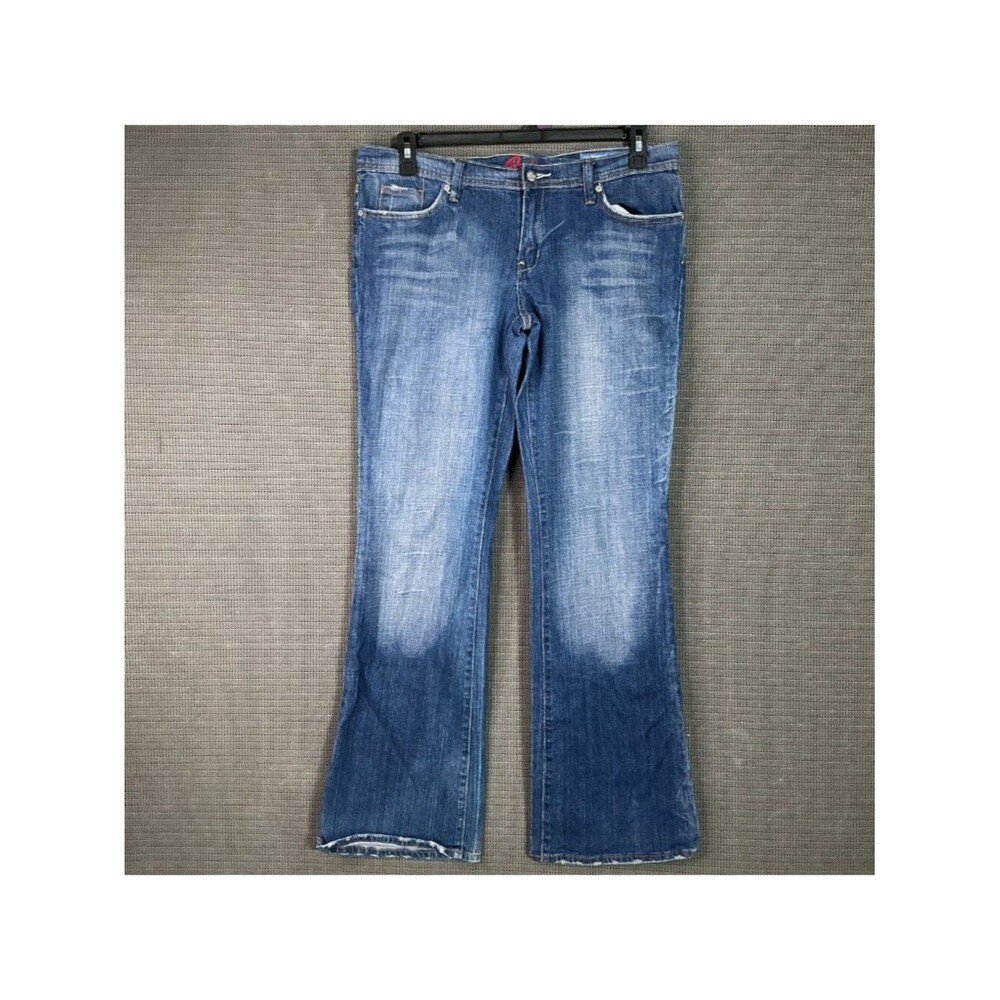 Blue Cult Women's Weekender Flare Jeans Mid Rise Size 30 Distressed USA Made